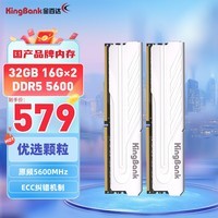 金百达（KINGBANK）32GB(16GBX2)套装 DDR5 5600 台式机内存条 银爵