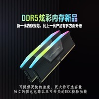 美商海盗船(USCORSAIR) 64GB(32Gx2)套装 DDR5 6600 台式机内存条 复仇者RGB灯条 黑色