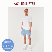 HOLLISTER24夏季新款美式情侣宽松印花短袖T恤上衣男女KI323-4109 白色 M