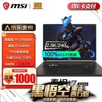 微星（MSI）泰坦16丨17 i9处理器 40系满血独显直连游戏本 2.5K 240Hz 16G内存 1TB硬盘笔记本电脑 黑悟空推荐 i9-13980HX丨4080丨17英寸