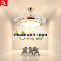 D&L 吊扇灯隐形扇叶风扇灯北欧现代简约灯具客厅餐厅卧室房间吊灯 42寸金色