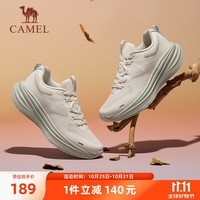 骆驼（CAMEL）轻量健步厚底慢跑步女鞋休闲运动鞋子 K24C09L7657 象牙白/绿 36