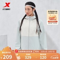 特步门店同款双层风衣女2024年新款连帽跑步休闲运动外套976128150563 蔻卡其/棉花白 S