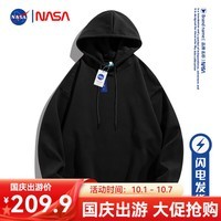 NASAOVER休闲连帽卫衣男秋冬季新款休闲宽松大码外套男潮流连帽上衣 910黑色 XL-建议体重【110-140】