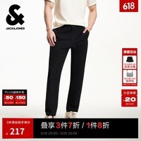 杰克·琼斯（JACK&JONES）男装休闲裤经典流行时尚百搭简约舒适刺绣锥形裤子下装225214057 E40黑色 常规 M （175)RW