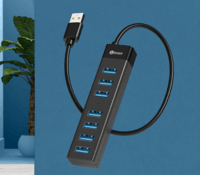 毕亚兹 USB分线器USB3.0 高速扩展一拖七多接口带充电口 笔记本台式电脑键盘鼠标7口HUB转换器 0.3米