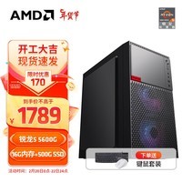 AMD 锐龙R5 5600G商用办公家用网课财务设计台式电脑游戏主机DIY组装机Ai智能电脑办公套件 配置二5600G+16G+500G(JD物流) 单主机