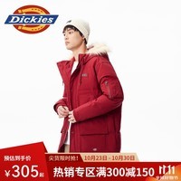 dickies 羽绒服 印花撞色时尚百搭男式灰鸭绒厚外套9482 砖红色 L 充绒量：200g