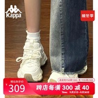 KAPPA卡帕女鞋老爹鞋女2024新款冬季百搭运动鞋子厚底小白鞋休闲鞋子女 经典白【四季款】脚胖拍大一码 36