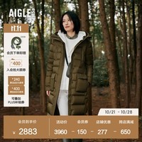 AIGLE艾高秋冬WR防泼水户外保暖锁温中长款鹅绒羽绒服外套女 卡其色 AX481 36