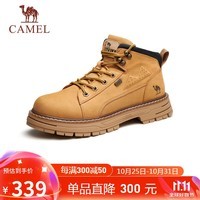 骆驼（CAMEL）户外复古磨砂牛皮厚底马丁工装男靴 G13W076001 驼/黑 43 