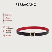 菲拉格慕（Ferragamo）女士黑色Gancini镶式花边双面皮带 0771138_C  _ 75 礼物送女友