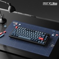 keychron渴创 V1Max 机械键盘 三模无线键盘 QMK/VIA开源改键 客制化键盘 支持Mac/Win系统 适配游戏办公 V1Max- RGB可插拔茶轴 - 旋钮版 黑色