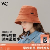 VVC帽子女渔夫帽秋冬时尚百搭盆帽大头围太阳帽百搭水桶帽 焦糖红（春秋款）