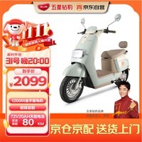 五星钻豹电动车72V20AH电动摩托车1200W大功率长续航外卖车两轮成人男女式电瓶车 N5青竹绿