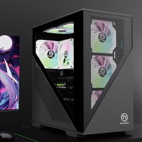 Tt（Thermaltake）启航者L5 曜石黑 机箱水冷电脑主机（标配12cm风扇*1/支持M-ATX/三角造型/半透半镂空）