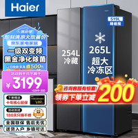 海尔(Haier)【新品】冰箱519升双开门家用囤货大容量大冷冻对开门超薄一级双变频风冷无霜净味嵌入式电冰箱 519升大冷冻空间+黑金净化+一级双变频