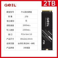 GeIL金邦 P3L固态硬盘台式机SSD笔记本电脑M.2(NVMe协议)高速m2 P3L 2T 2600MB/S