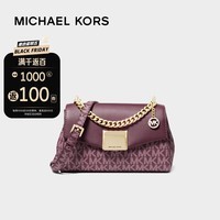 迈克.科尔斯（MICHAEL KORS）MK女包Lita系列老花链条包单肩斜挎包小号35H0GXPC1V BORDEAUX