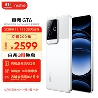 真我（realme）GT6 第三代骁龙8旗舰芯 6000nit电竞无双直屏120W+5800mAh聚能电池苍穹通信系统 5G智能AI游戏手机 光年白12GB+256GB