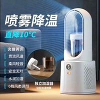 戴芬(DYFENE)无叶风扇家用喷雾加湿静音宿舍空调扇USB充电水冷桌面风扇锂电池 升级锂电池 喷雾加湿 充插两用 标准
