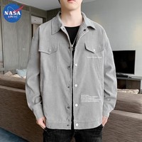 NASA RHUDE【回馈】夹克外套男舒适春秋款宽松韩版简约百搭上衣 J154浅灰色 M(建议90-110斤）