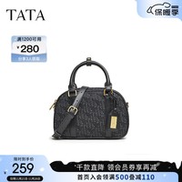 他她（TATA）2024冬商场同款时尚休闲波士顿包女新款X3354DX4 兰黑/黑 F