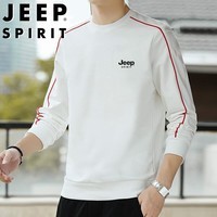 JEEP SPIRIT吉普卫衣男春秋长袖T恤冬季户外中青年休闲百搭圆领 白色 XL 