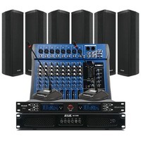 舒乐迪会议室音响套装音柱长方型竖条长条会议音箱专业会议音响套装店铺培训教学演讲蓝牙功放壁挂式音箱 音柱长条会议音响1拖6+F1话筒（黑、白两色可选）