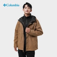 Columbia哥伦比亚户外情侣可拆卸抓绒内胆三合一休闲服舒适保暖外套 257卡其色 XL