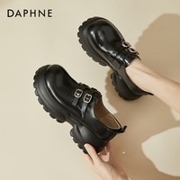 达芙妮;DAPHNE小皮鞋女2024秋冬新款保暖时尚百搭乐福鞋 黑色 37