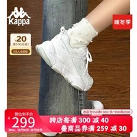 KAPPA卡帕女鞋老爹鞋女2024冬季新款休闲百搭小白鞋低帮厚底潮流运动鞋 漂白 38