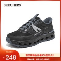 斯凯奇（Skechers）男女同款复古运动鞋时尚潮流闪穿鞋舒适耐穿百搭日常休闲鞋 黑色/炭灰色/BKCC 41