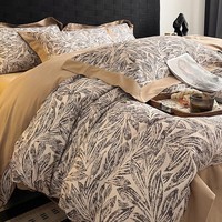 Krupp Corp纯棉100支长绒棉贡缎拉绒保暖秋冬四件套 全棉双股纯净磨毛套件 雅集-yc 床单款 1.8米床(被套200*230cm)