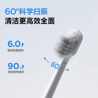 SOBOM扫振一体电动牙刷 新动力大摆幅  H1pro 深度清洁牙龈  成人情侣送男女友礼物   七夕情人节礼物 【灰色】【TYPC充电】主体1刷头3