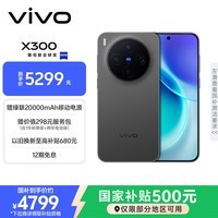vivo X300 12GB+512GB 纯粹黑 蔡司2亿超级主摄 蔡司APO超级长焦 5年持久流畅OriginOS 6 拍照 AI手机
