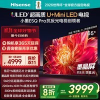 海信电视小墨E5Q Pro65英寸 560分区U+MiniLED 信芯芯片 抗反光防眩光墨晶屏 300Hz 国家补贴65E5Q-PRO