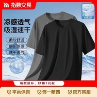 短袖t恤男款2026夏季透气网眼大码体恤圆领上衣运动跑步 网眼短袖【2件装】黑色+深灰 3XL