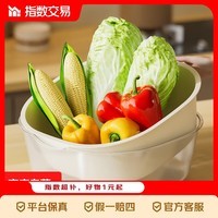 【京喜指数】新款双层洗菜沥水篮塑料果蔬加厚滤水菜篓洗菜盆厨房 【大+中】2套装