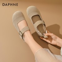 达芙妮勃肯鞋女新款夏季蕾丝花边平底玛丽珍女鞋软底芭蕾单鞋女JD 灰色 40