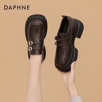 达芙妮乐福鞋女2026春秋新款厚底复古英伦风jk小皮鞋通勤百搭女单鞋JD 时尚棕【单里款 跟高6cm】 37