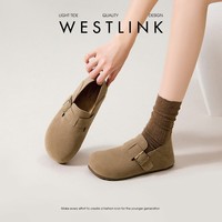 西遇(Westlink)勃肯鞋女2026春季新款百搭外穿复古厚底全包增高休闲女鞋 卡其色 35 (225)