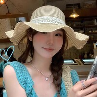 目丸法式草帽女2026夏季新款透气蕾丝花边镂空防晒帽海边帽子遮阳帽 米色蝴蝶结 均码