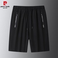 皮尔卡丹夏季运动短裤男士速干休闲宽松大裤衩外穿五分裤沙滩裤子 黑色 4XL