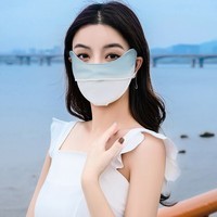 达芬奇密码 全脸防晒面罩女夏季冰丝透气开车口罩 渐变蓝 口罩
