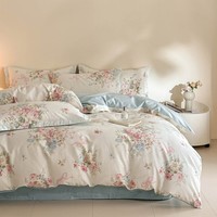 AIDLI 纯棉床上四件套40支纯棉 被套床单被罩床上用品双人全棉套件 花田洛 四件套 床单款 （被套200*230cm）