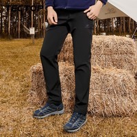 探拓（TECTOP）冲锋裤男加绒保暖防风软壳裤登山徒步裤  男款黑色 M