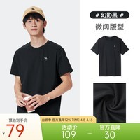 骆驼宽松情侣T恤男女士轻薄透气圆领户外运动休闲百搭青年短袖夏季 幻影黑 103A L