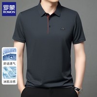 罗蒙（ROMON）短袖t恤男2026夏季翻领体恤商务休闲半袖衫打底衫上衣服男 总裁灰 2XL