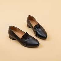 慕芹茹夏季新款2026浅口软皮粗跟单鞋女百搭小香风 黑色 36 脚大脚宽拍大一码